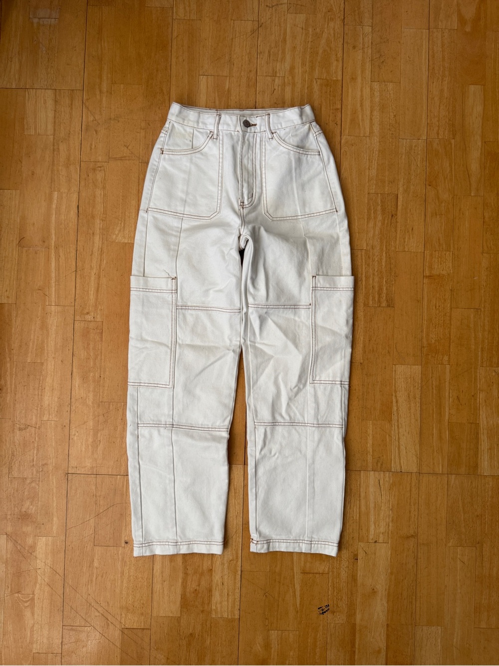 BDG Women’s White Carpenter Jeans - High Rise Baggy Size 26